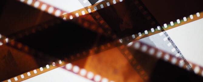 35 mm film negatives on white backdrop