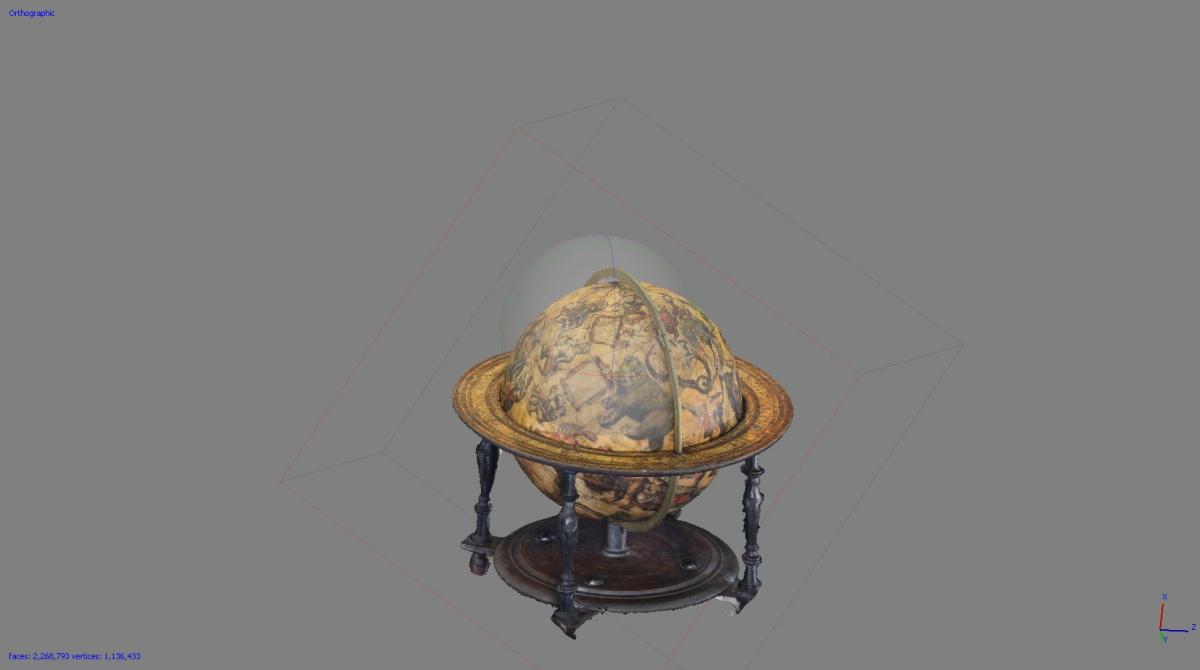 Photogrammetry model of Blaeu celestial globe. Image: Kate Pentecost / Australian National Maritime Museum.