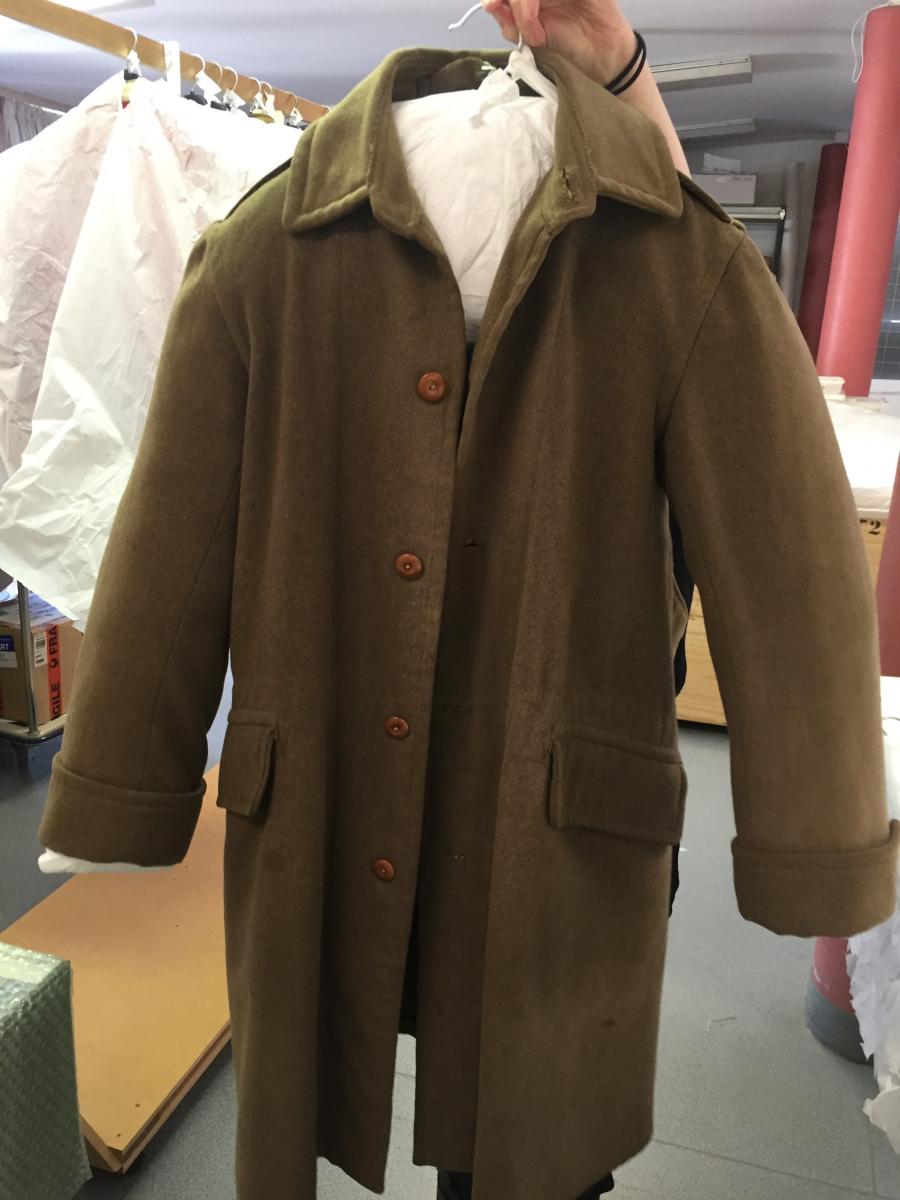 Australian WW2 military coat with custom support