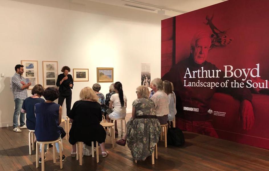 David Stein in discussion with Curator Judith Blackall at Arthur Boyd: Landscape of the Soul at the National Art School