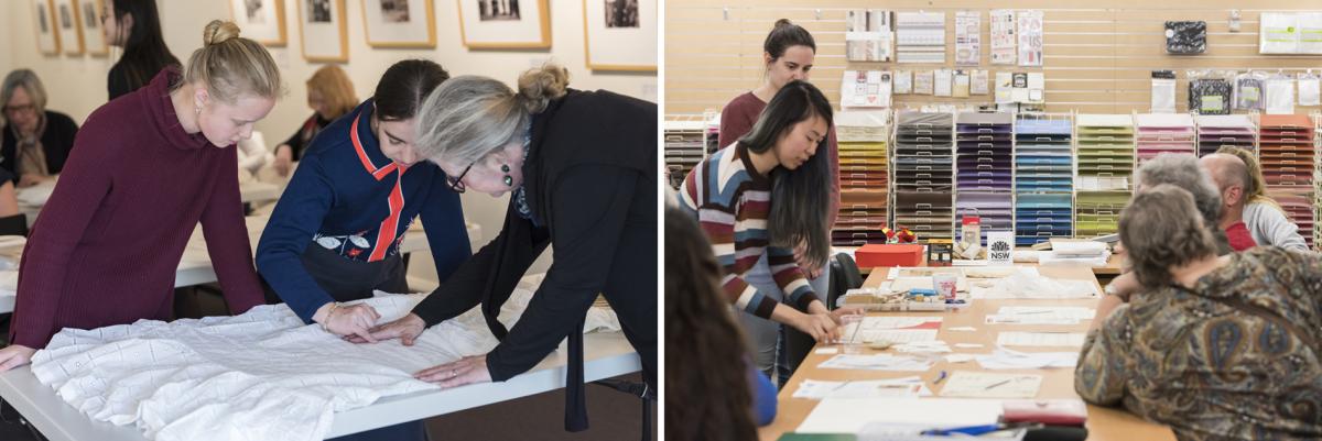 Textiles Care Workshop at Chifley Home (left) and Paper Conservation 101 at Stacey’s Paper Studio (right), part of the 2019 Bathurst Conservation Heritage Showcase