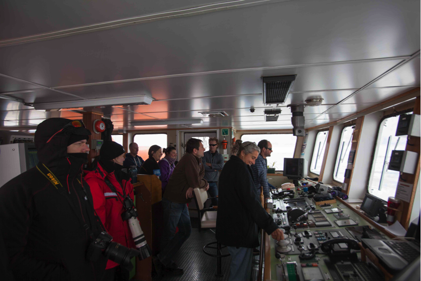 On the Bridge of l’Astrolab with the crew and French scientists (D. Killick 2015)
