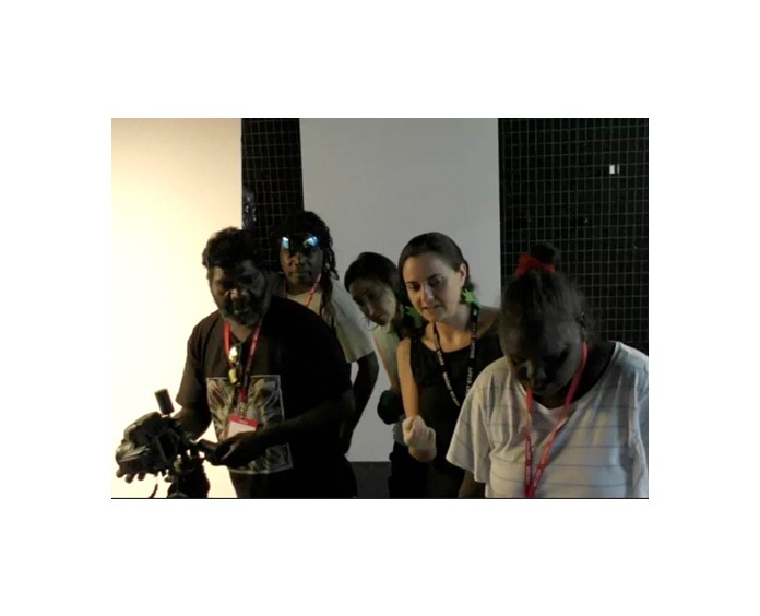 Tolbert, Ross, Eliana, Merinda and Joy in the photography studio, taking images for the next exhibition catalogue. Photo: MAGNT