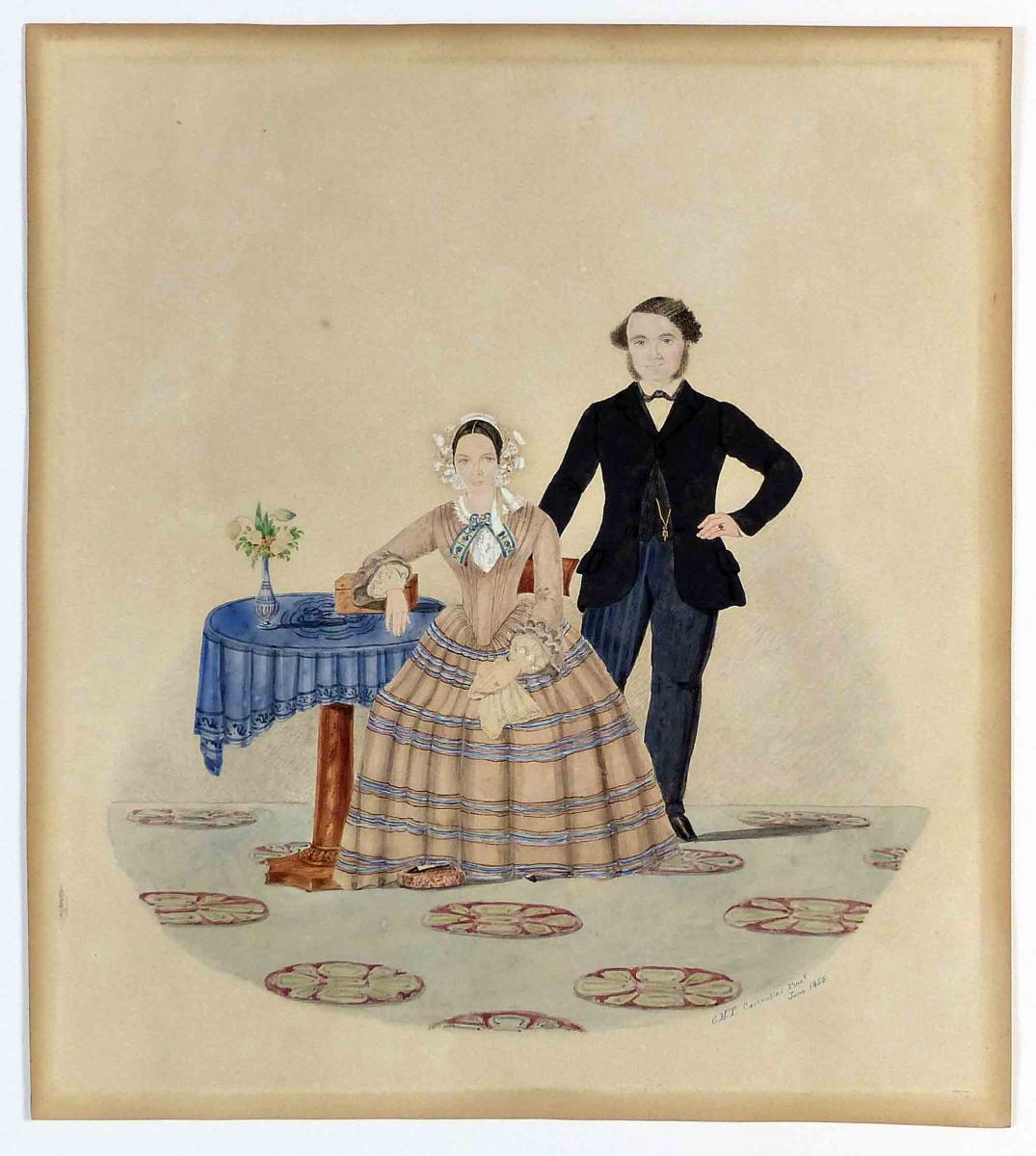 Costantini portrait of Adam and Caroline Newitt. Image:Stephanie McDonald
