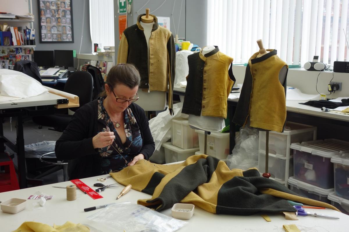 Kristen Phillips making a replica convict jacket