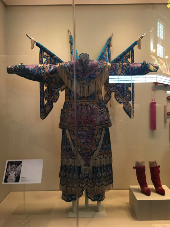 Examples of Chinese Opera costumes on display at the Hong Kong Heritage Museum