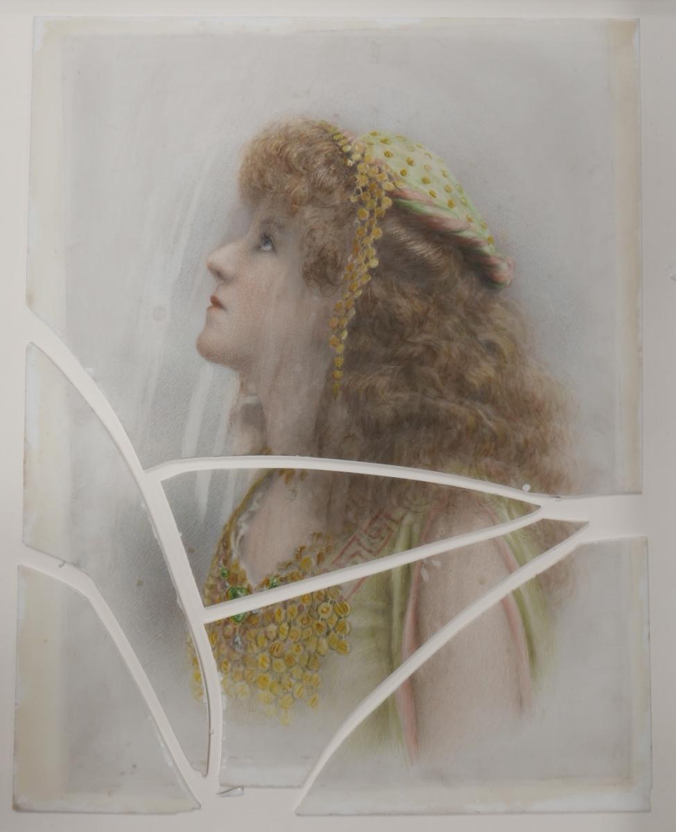 Violet Varley (Mrs. Joseph Tapley) Actress in Costume, ca. 1890, Opalotype with hand colouring (H9205)