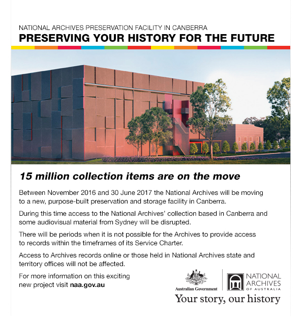 Flyer for the NAA’s new storage and preservation building, the NAPF