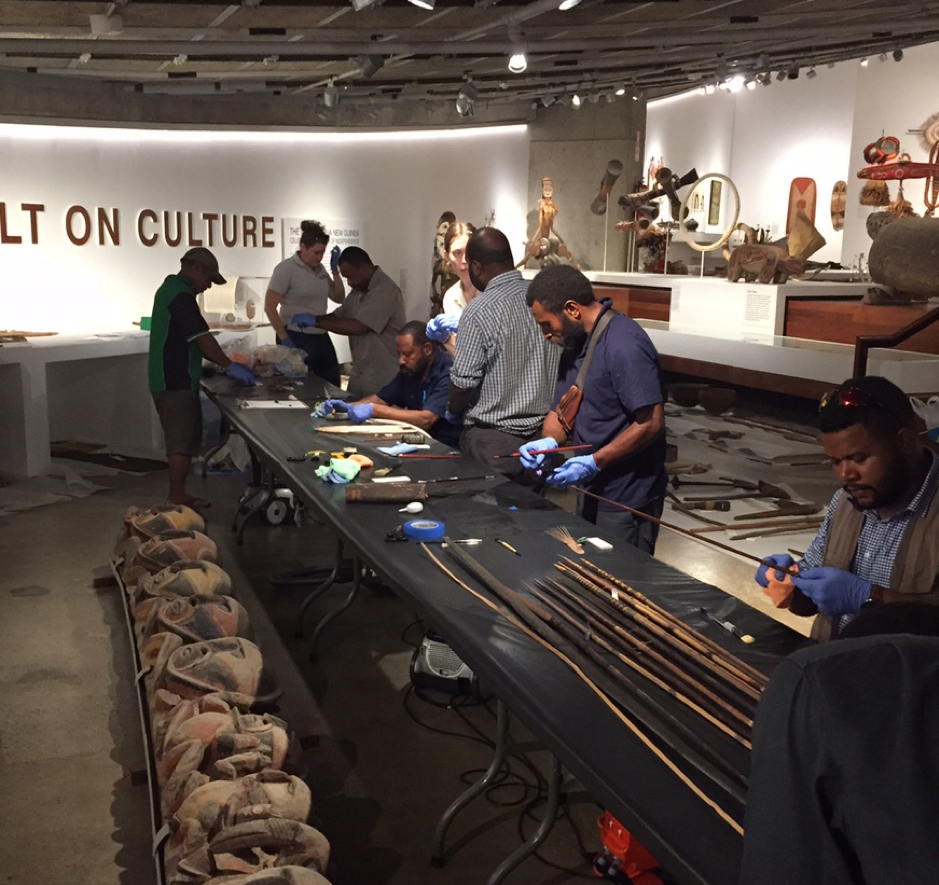 Cleaning of artefacts underway at the National Museum and Art Gallery of Papua New Guinea
