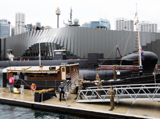 The catafalque party board MV Krait during the 75th anniversary commemorations. Image A. Frolows