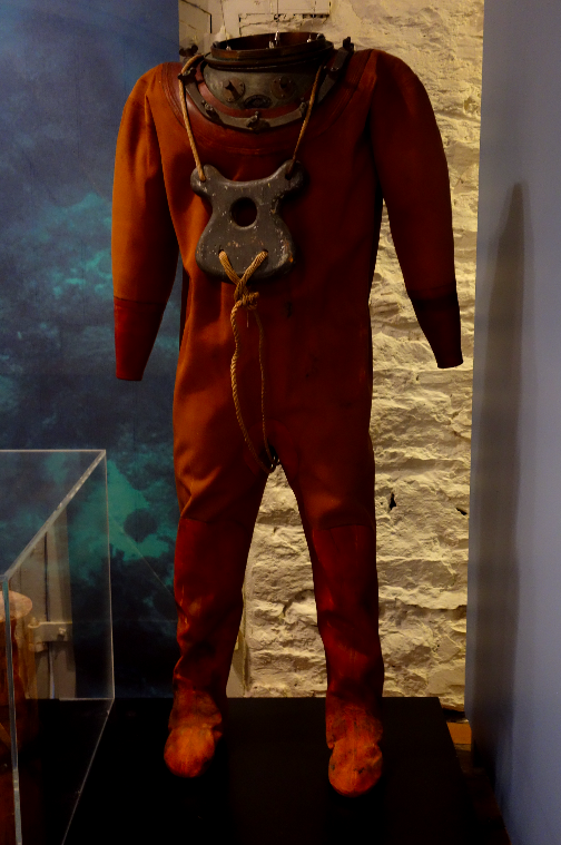 Dive suit on display for Lustre, South Australian Maritime Museum.
