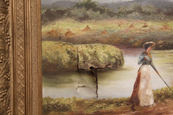 Torn canvas of an oil painting. Photo: courtesy of Art Conservation Framers