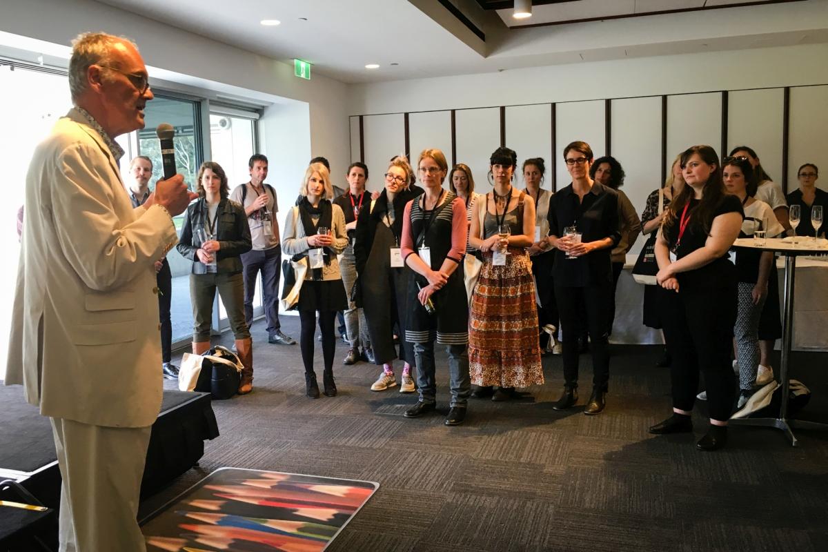 NPG Director Angus Trumble giving his address at the Welcome Reception. Image: Alana Treasure