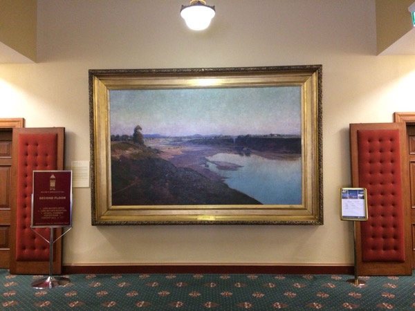 William Lister Lister ‘The Crossing, Hunter River, near Singleton’ – reinstalled at Newcastle Town Hall. Image: David Stein & Co.