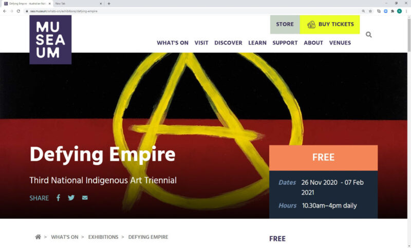 ANMM hosts Defying Empire, a free exhibition from the NGA. Screenshot from ANMM website.