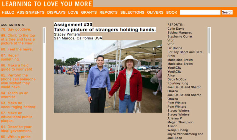 Screen shot of website Learning to Love you More
