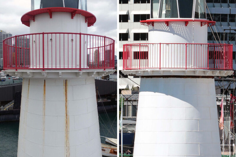 Before and after photos of Cape Bowling Green Lighthouse