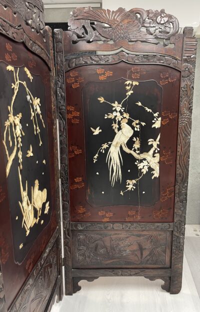 Conservation treatment of a Japanese screen.